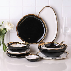 Nora Black White Luxury Dinnerware Set | Yedwo Home