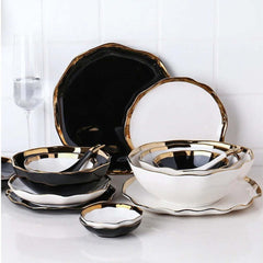 Nora Black White Luxury Dinnerware Set | Yedwo Home
