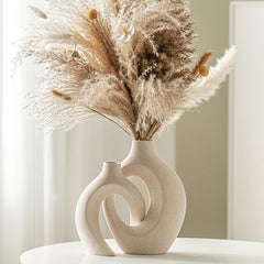 Nordic Modern Snuggle Hollow Ceramic Vase Set of 2 | Yedwo Design