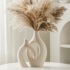Nordic Modern Snuggle Hollow Ceramic Vase Set of 2 | Yedwo Design