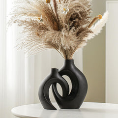 Nordic Modern Snuggle Hollow Ceramic Vase Set of 2 | Yedwo Design
