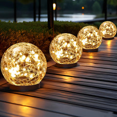 Outdoor Waterproof Cracked Glass Solar Globe Lights | Yedwo Design