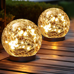 Outdoor Waterproof Cracked Glass Solar Globe Lights | Yedwo Design