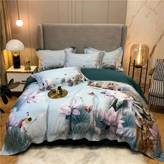Peacock Lotus Egyptian Cotton Duvet Cover Set | Yedwo Home