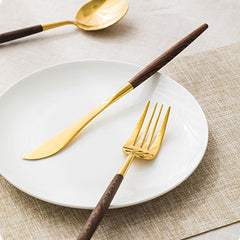 Portugal Gold Vintage Huanghua Pear Wood Cutlery Set | Yedwo