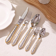 Premium Stone Texture Sculpted Relief Flatware Set | Yedwo Design