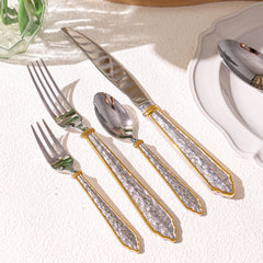 Premium Stone Texture Sculpted Relief Flatware Set | Yedwo Design