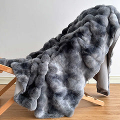 Premium Tie-Dye Faux Fur Rabbit Plush Sofa Blanket | Yedwo