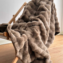 Premium Tie-Dye Faux Fur Rabbit Plush Sofa Blanket | Yedwo