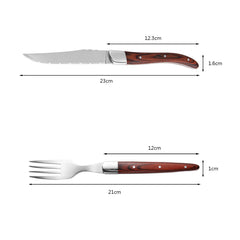 Red Rosewood-Handle Steak Knife & Fork Set | Yedwo Design
