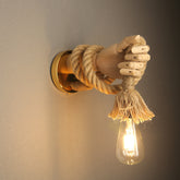 Retro Industrial Hemp Rope Hand Wall Lamp | Yedwo Design