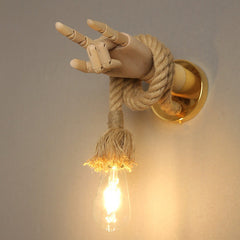 Retro Industrial Hemp Rope Hand Wall Lamp | Yedwo Design