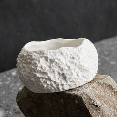 Rock-Texture Oval Ceramic Dessert Bowl | Yedwo Design