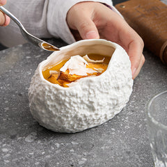 Rock-Texture Oval Ceramic Dessert Bowl | Yedwo Design