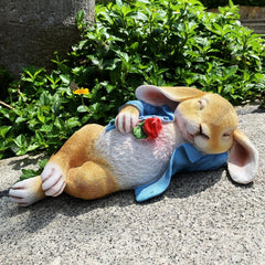 Romantic Blue Rabbit Garden Statue | Yedwo