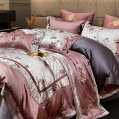 Rose Élegance Luxury Jacquard Cotton Bedding Set | Yedwo