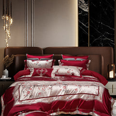 Rose Élegance Luxury Jacquard Cotton Bedding Set | Yedwo