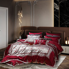Rose Élegance Luxury Jacquard Cotton Bedding Set | Yedwo