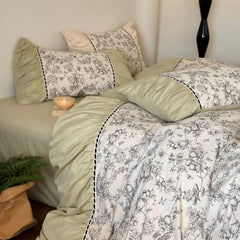 French Vintage Washed Cotton Floral Bedding Set | Yedwo Design