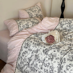 French Vintage Washed Cotton Floral Bedding Set | Yedwo Design