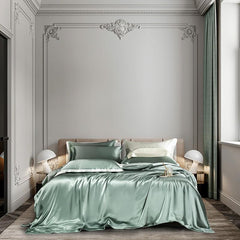 Zenith Aqua Green Luxury Pure Mulberry Silk Bedding Set | Yedwo