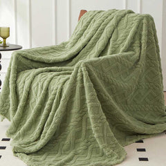 Simple Plain Color Jacquard Design Geometric Tufted Blanket | Yedwo