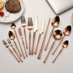 Slimline Matte Gold 304 Stainless Steel Cutlery Set | Yedwo