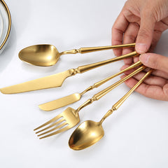 Slimline Matte Gold 304 Stainless Steel Cutlery Set | Yedwo
