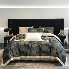 Soft Grey Jungle printed 1000TC Egyptian Cotton Duvet Cover | Yedwo