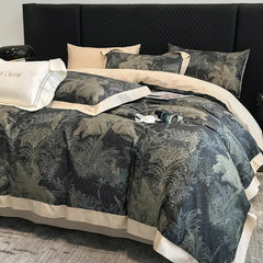 Soft Grey Jungle printed 1000TC Egyptian Cotton Duvet Cover | Yedwo