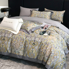 Soft Grey Jungle printed 1000TC Egyptian Cotton Duvet Cover | Yedwo