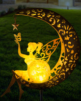Solar Garden Fairy Moon Figurine Light Stake | Yedwo