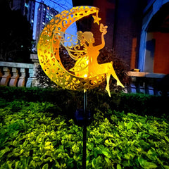 Solar Garden Fairy Moon Figurine Light Stake | Yedwo