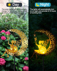 Solar Garden Fairy Moon Figurine Light Stake | Yedwo