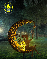 Solar Garden Fairy Moon Figurine Light Stake | Yedwo