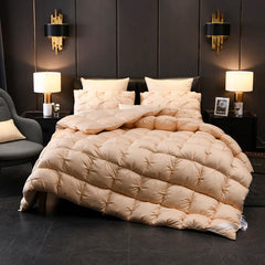 Tanya White Pinch Quilted Goose Down Comforter | Yedwo