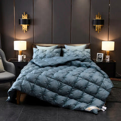 Tanya White Pinch Quilted Goose Down Comforter | Yedwo