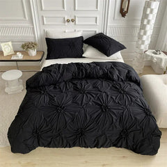 3D Twist Flowers Solid Color Duvet Cover Set | Yedwo