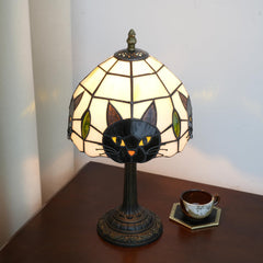 Tiffany Style Black Cat Stained Table Lamp | Yedwo