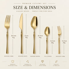 Titanium Golden Plated Silverware Flatware Set | Yedwo