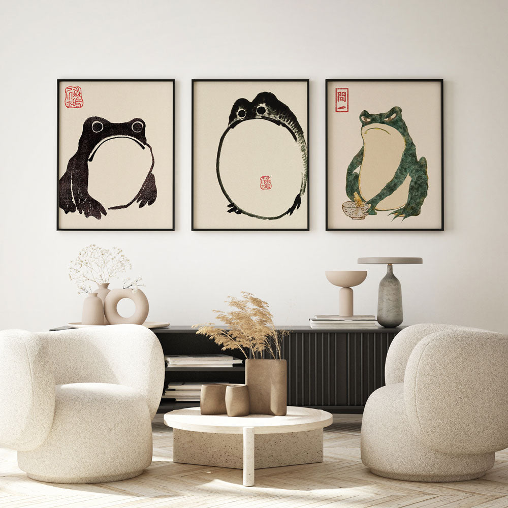 Vintage 3 Frog Prints, Matsumoto Hoji Wall Decor – YEDWO