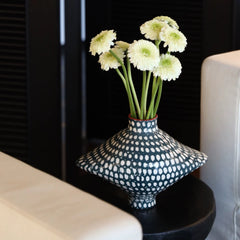 Vintage Artisan Geometric Ceramic Vase | Yedwo Design