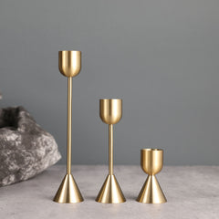 Vintage Brass Gold Candlestick Holder(Set of 3) | Yedwo