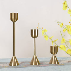 Vintage Brass Gold Candlestick Holder(Set of 3) | Yedwo