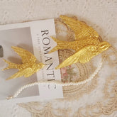 Vintage Gold Resin Swallow Wall Sculptures – Set of 2 | Yedwo