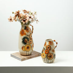 Vintage Hand-Painted Floral Ceramic Vase | Yedwo Design