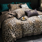 Vintage Leopard Egyptian Cotton 4-Piece Bedding Set | Yedwo