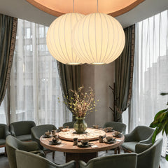 Wabi-Sabi Sculptural Silk Globe Pendant Light | Yedwo