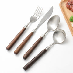 Walnut Handle Stainless Steel Cutlery Set | Yedwo