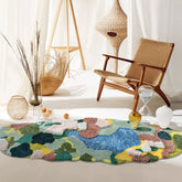 Whimsical Moss & Peach Blossom Island Rug | Yedwo Design